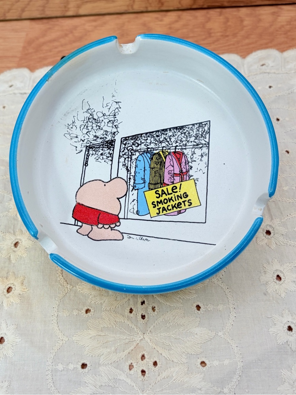 Vintage 1979 Ziggy Stoneware Ashtray Tom Wilson "Sale! Smoking Jackets"  3 Port